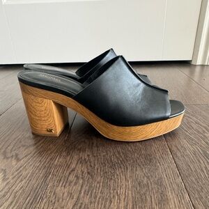 Michael Kors Black and Tan Women's Mules
